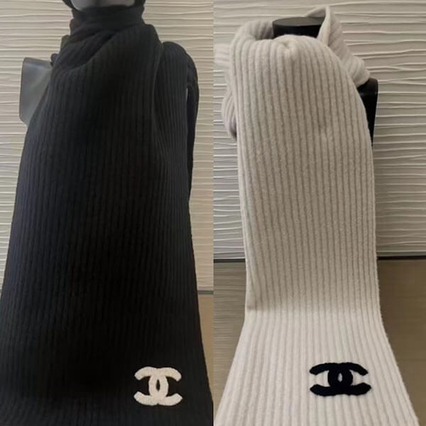 【モノクロカラーでかわいく♪】CHANEL マフラー ストール