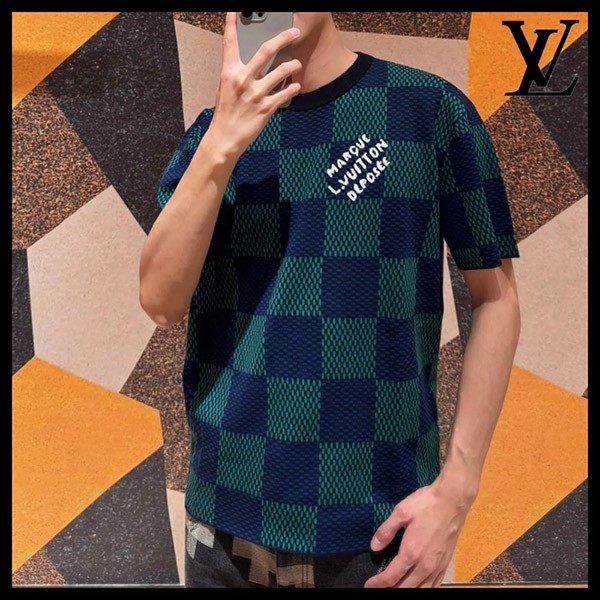 【存在感抜群☆】ルイヴィトンコピー LV ジャカード ダミエ 半袖Ｔシャツ 1AHBCV
