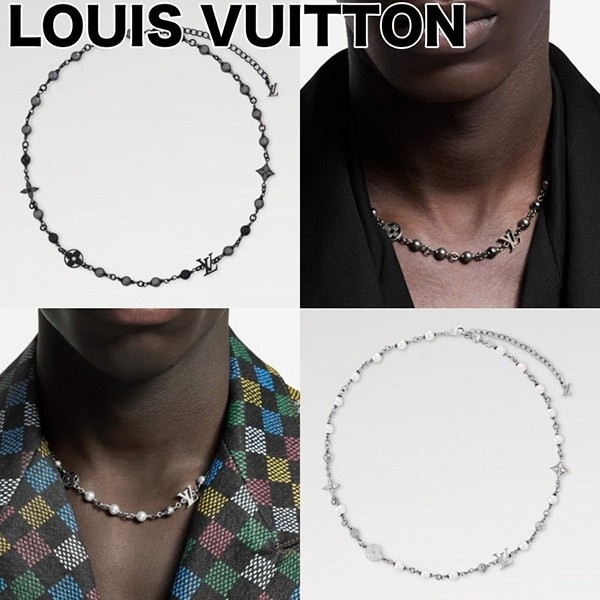 新作メンズ ルイヴィトン LV パールネックレス 偽物 モノグラム M02445 M02448