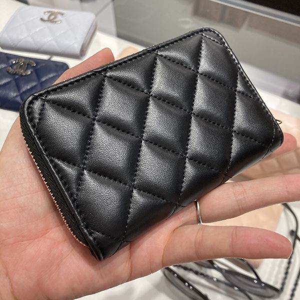 【シャネル】コイン&カードケース コピー パール風ココマーク 艶やかなAP3811