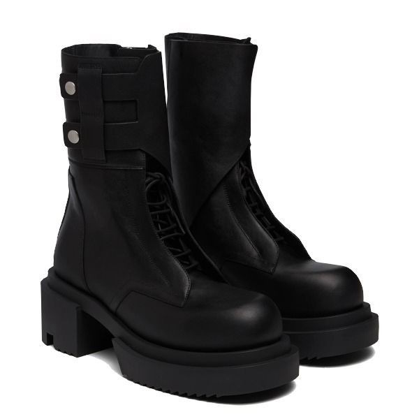 リックオウエンス コピー Field Bogun Boots アンクルレザーブーツ ブラックrc02151