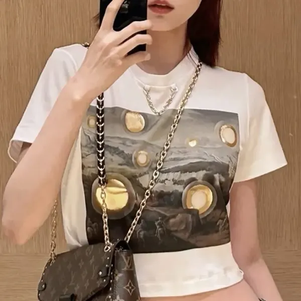 ルイヴィトン x Laurent Grasso プリントクロップドTシャツ 1AHIND