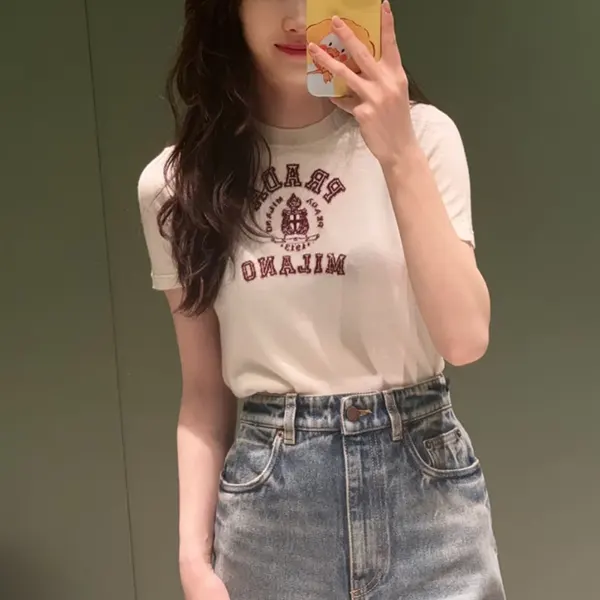 注目商品！プラダ カシミヤ インターシャ Tシャツ ウィメンズ P24M2M