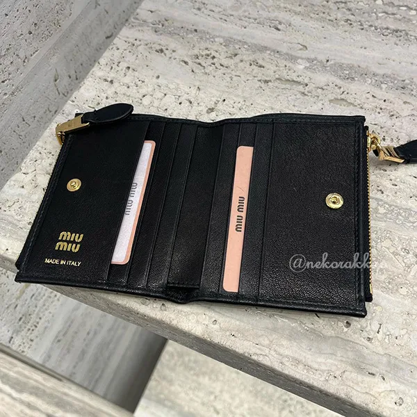 ミュウミュウ 二つ折り財布 偽物 Small nappa leather wallet  5ML024_AEFX_F0316