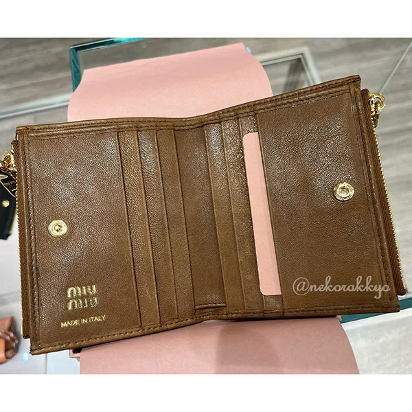 ミュウミュウ 二つ折り財布 偽物 Small nappa leather wallet  5ML024_AEFX_F0316