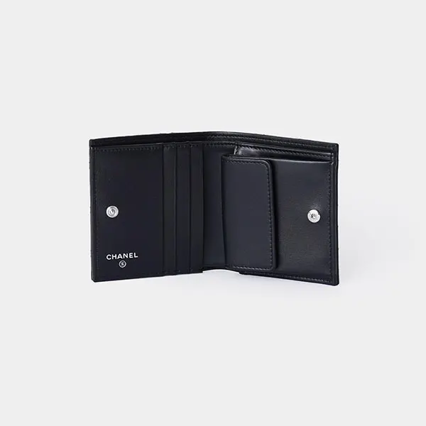 超人気 So Black☆シャネル 折りたたみ財布 偽物 オールブラック AP3817 B15615 94305