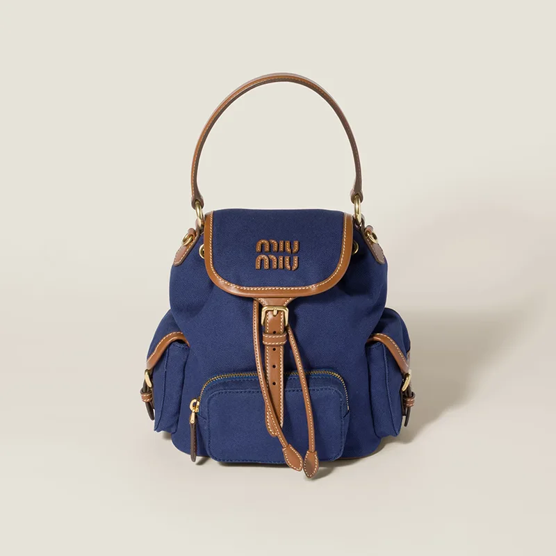 ミュウミュウ キャンバスxレザー バックパック コピー商品 2色 miu0609