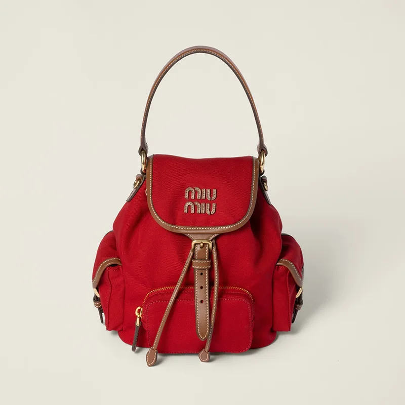 ミュウミュウ キャンバスxレザー バックパック コピー商品 2色 miu0609