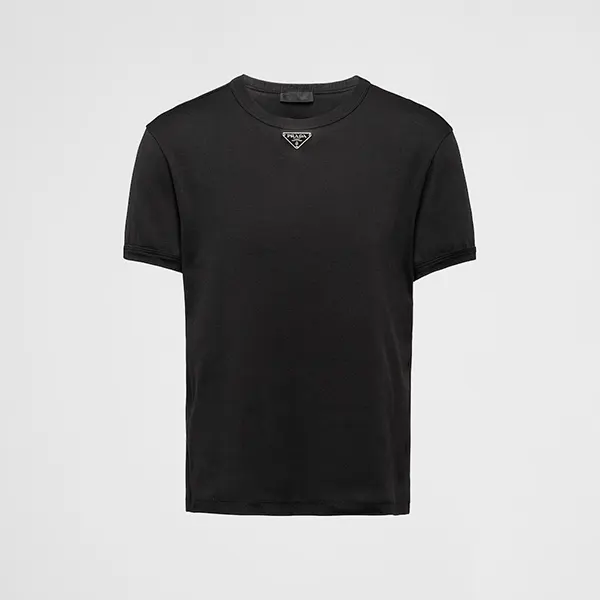 プラダ クルーネック 半袖コットン Tシャツ UJN824
