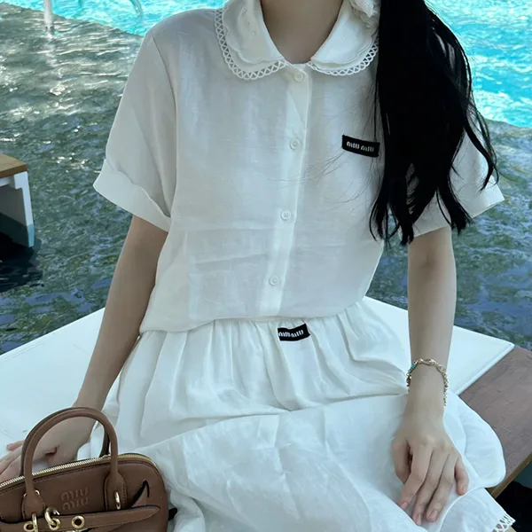 ミュウミュウ シャツ 偽物 Slubbed poplin shirt. シャツ MK1932