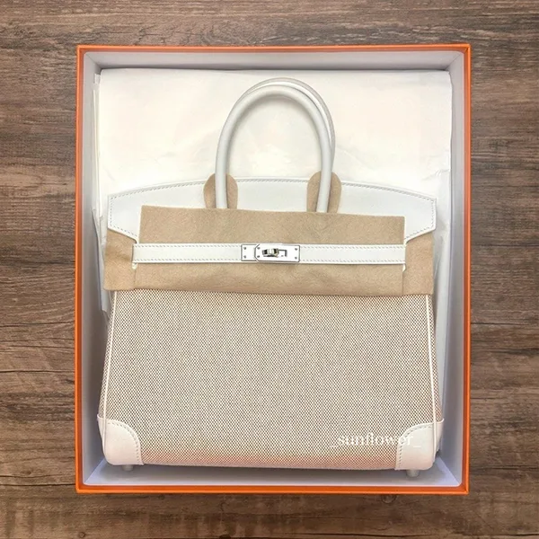 稀少★エルメス バーキン25cm 偽物 トワル ニューホワイト/S金具 h257164