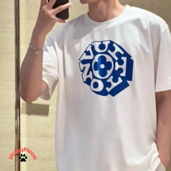 数量限定版!メンズ*LV*ブルーブ ルイヴィトン コピー ロックロゴ ホワイト Tシャツ 半袖 1AIML