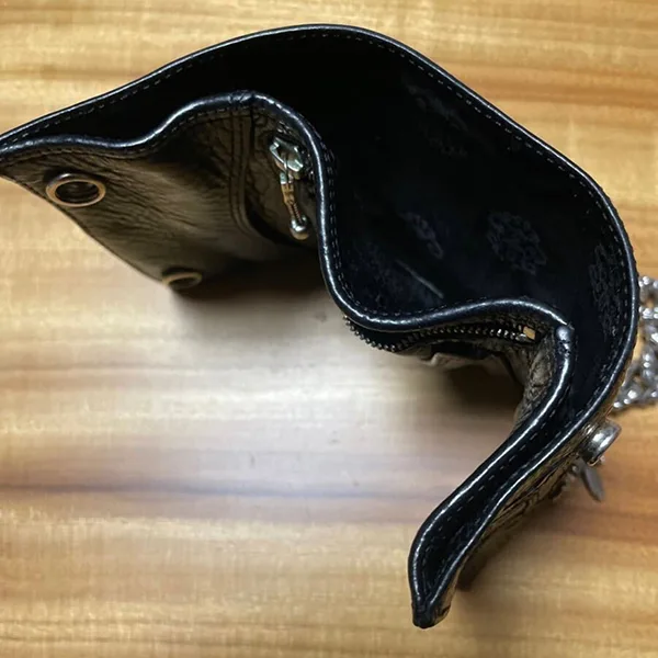 クロムハーツ N級品セメタリーパッチ&エクストラファンシーチェーン 特注品 ３フォールド ウォレット 財布 259104
