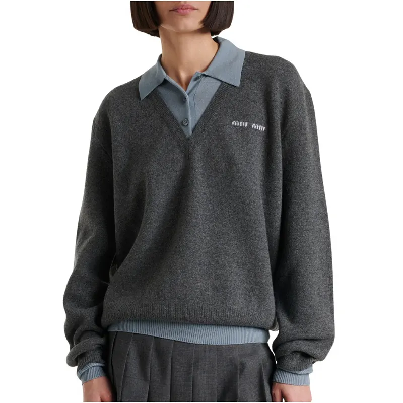 ミュウミュウ カシミア×ウール ポロセーター n級品 miu655325