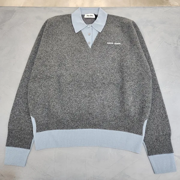 超希少!ミュウミュウ セーター ポロシャツ 偽物 | CASHMERE & WOOL POLO SWEATER セーター MMLA61
