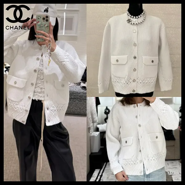シャネル ココマークボタン ロングカーデ P79195 K11406 AW005