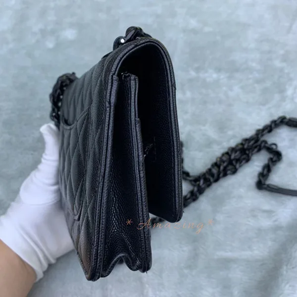 お洒落[N級品]◆希少♪オシャレなオールブラックシャネル チェーンウォレット パチモン cc11266