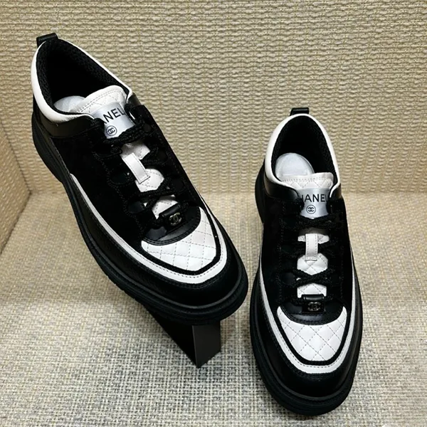 【白黒コンビ大人の厚底カジュアル】シャネル スニーカー パロディ G46258-B21627