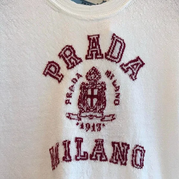 プラダ◆カシミア インターシャロゴ付 Tシャツ 半袖 サマーニット pd2510302