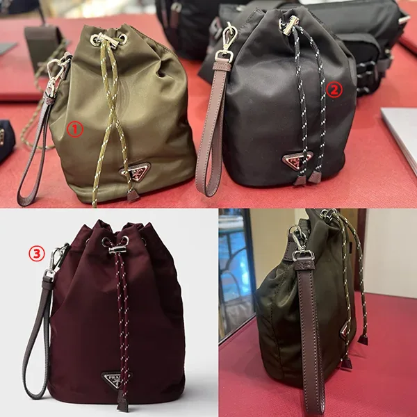 限定希少☆プラダ◆Speedrock Re-Nylon レザー 巾着ポーチ クラッチバッグ 2NE067 2HE1