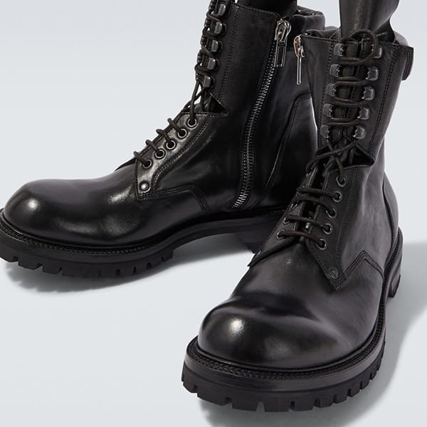 ギフト人気◆【リックオウエンス コピー】Leather combat ブーツ rck251212