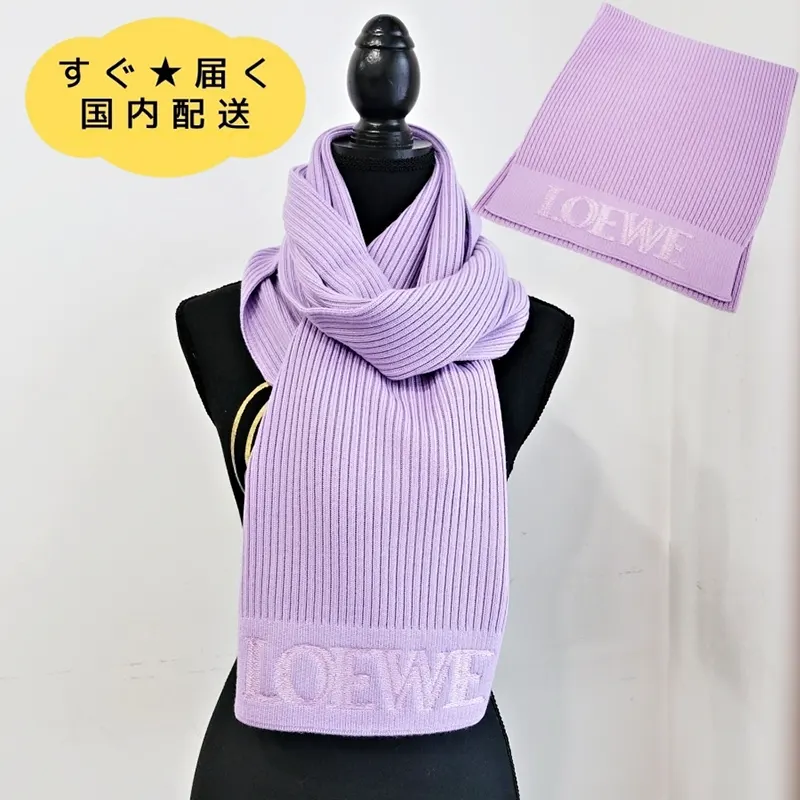 ロエベ☆エンボスロゴ ウールマフラー lia551455