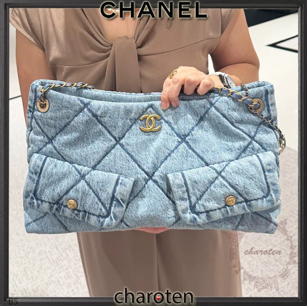 たっぷりサイズ☆シャネル デニムショッピングバッグ AS5740