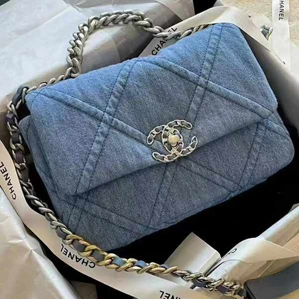 シャネル 19ハンドバッグ N級品 デニム シルバー金具　AS1160