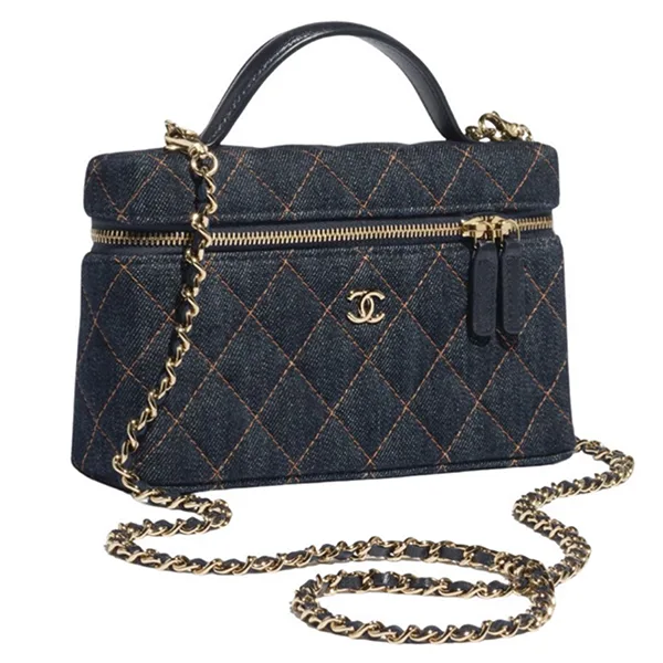 口コミで高評価!♡待望のデニム素材【シャネル】2way バニティバッグ AP4385 B23492 U7663