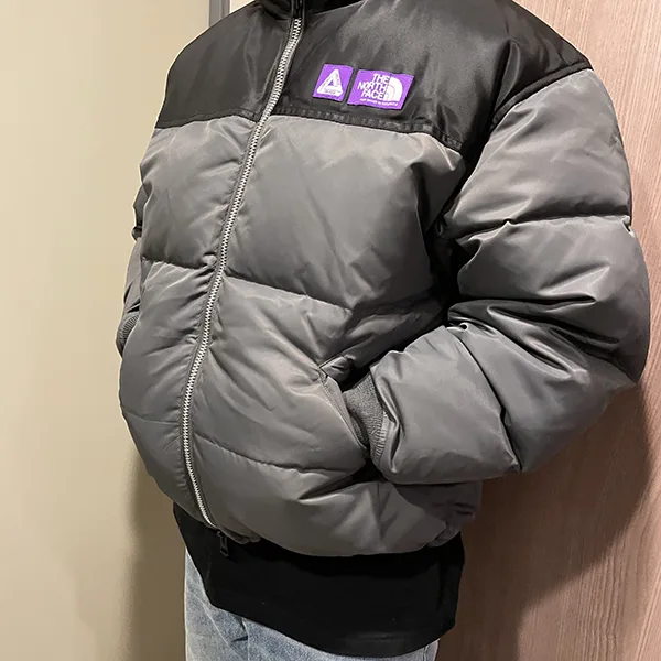 Palace x ノースフェイス Windstopper ダウンジャケット Asphalt Gray