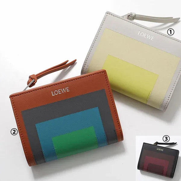 大特価★ロエベ × Albers コピー 二つ折り財布 レザー ロゴ C643NCW