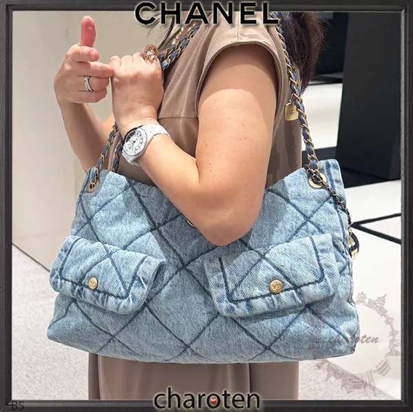 たっぷりサイズ☆シャネル デニムショッピングバッグ AS5740