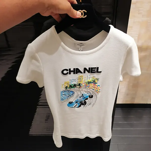 シャネル トップ Tシャツ 偽物 パール P74086 V64275 00100