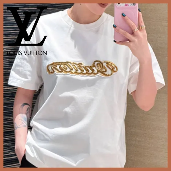 【華やかロゴ】ルイヴィトン エンべリッシュド シグネチャーTシャツ コピー 1AJTYX