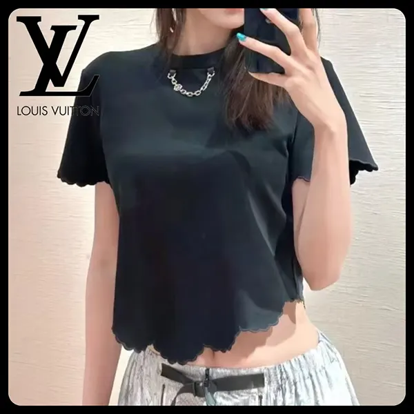 超人気[N級]☆ルイヴィトン スカラップヘム クロップトップ Tシャツ 1AK0QL