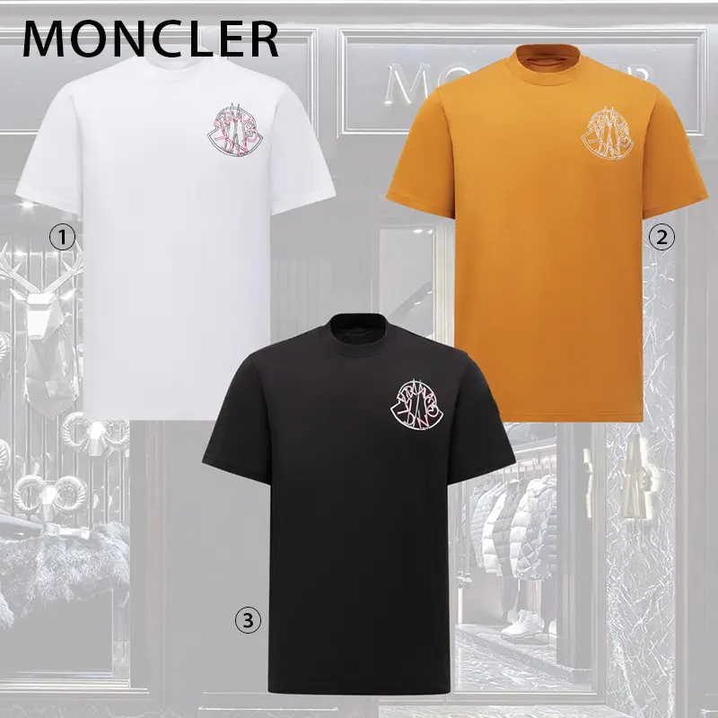 モンクレール オーバーラップロゴコットンTシャツ 3色 mkl145855