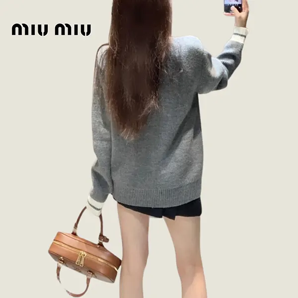 大人気★即完売必至ミュウミュウ リブニット ウールxカシミヤ カーディガン MMF929