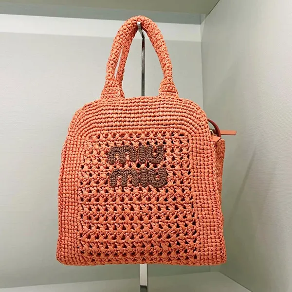 ミュウミュウ☆ラフィア ミニトートバック☆5BA283 2DO1 F0A5T