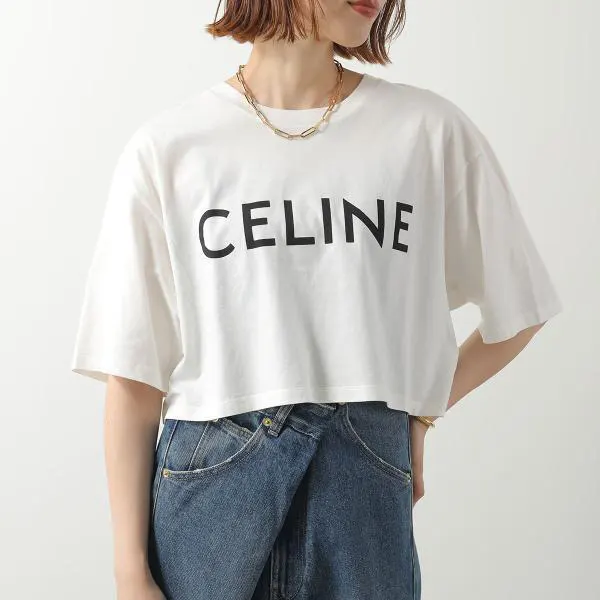セリーヌ Tシャツ スーパーコピー 半袖 クロップド丈 2X761671Q
