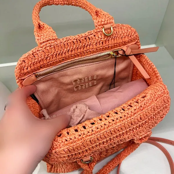 ミュウミュウ☆ラフィア ミニトートバック☆5BA283 2DO1 F0A5T