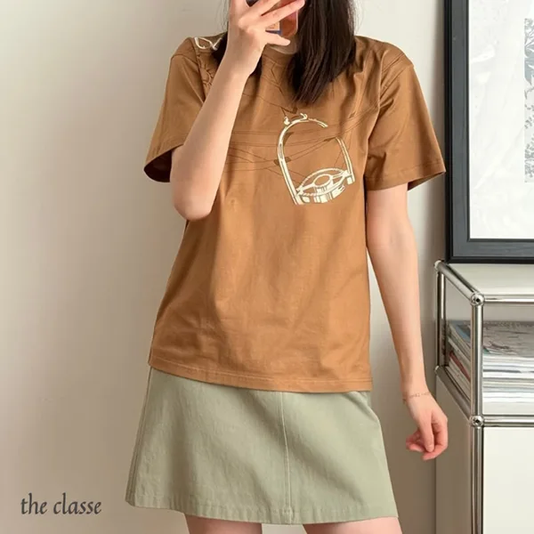 数量限定版!【上品デザイン◆】エルメス Grand Manege プリントマキシTシャツ H6E4649DP