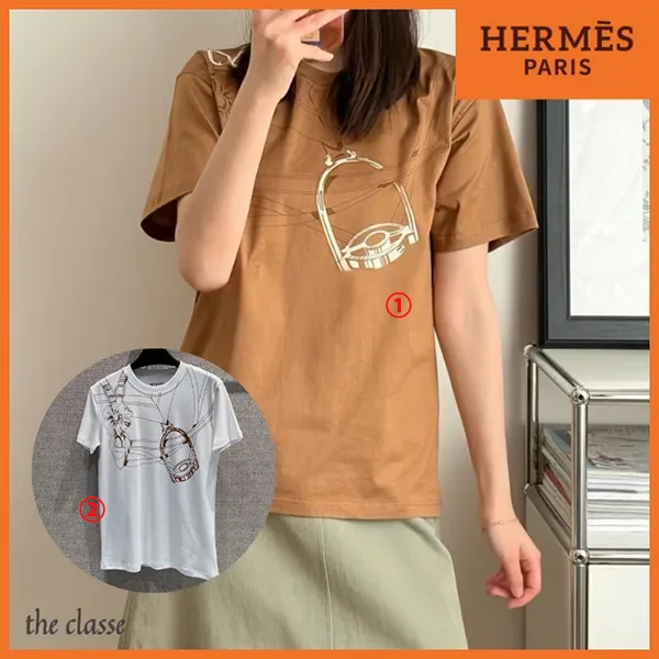 数量限定版!【上品デザイン◆】エルメス Grand Manege プリントマキシTシャツ H6E4649DP