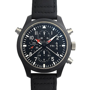 IWCコピー パイロットウォッチ ダブルクロノグラフ トップガン IW379901メンズ 自動巻き セラミック・チタン ブラック