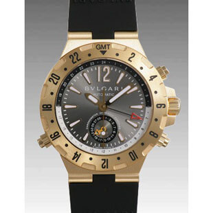 ブルガリコピー ディアゴノ プロフェッショナル GMT GMT40C5GVDメンズ 自動巻き イエローゴールド グレー