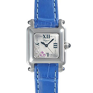 ショパールChopardコピー ハッピースポーツ スクエアミニ 27/8892-23 レディース クォーツ ステンレス ダイヤモンド ピンクサファイア ホワイト