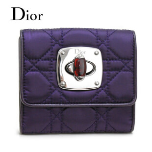クリスチャンディオール 財布 折り財布 VIOLET/パープル サテン/レザー S0025PNLN 465U