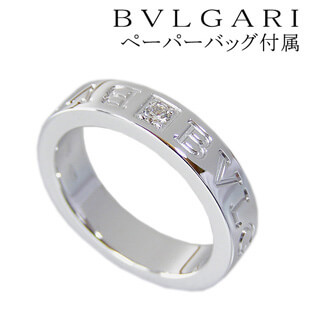 ブルガリ リング ブルガリ 指輪 K18WG ダブルロゴリング ダイヤ入り (ブルガリ・ブルガリライン) AN853348 0.04ct ダイヤモンド&18金ホワイトゴールド