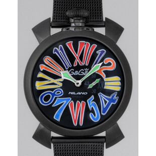 ガガミラノGAGAMILANOコピー スリム 46mm クォーツ 5082.1 SS(PVD)ブレス ブラック/マルチカラーナンバー