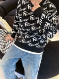 Fendi/フェンディn級品2023秋冬新作ブランド文字ジャガードシリーズが前後全面に施されたラウンドネックセーター