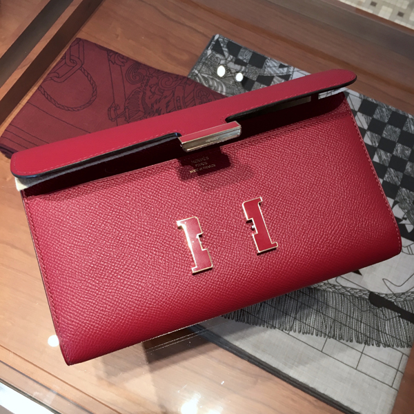 エルメススーパーコピー 2016"ROUGE GRENADExDORE"HERMES★Constance Portefeuille LONG